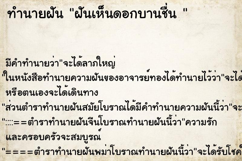ทำนายฝัน ฝันเห็นดอกบานชื่น 